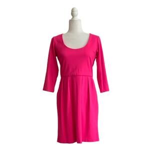 Amanda Uprichard Revolve Dress Hot Pink Long Sleeve Pockets Sheath Dress Large